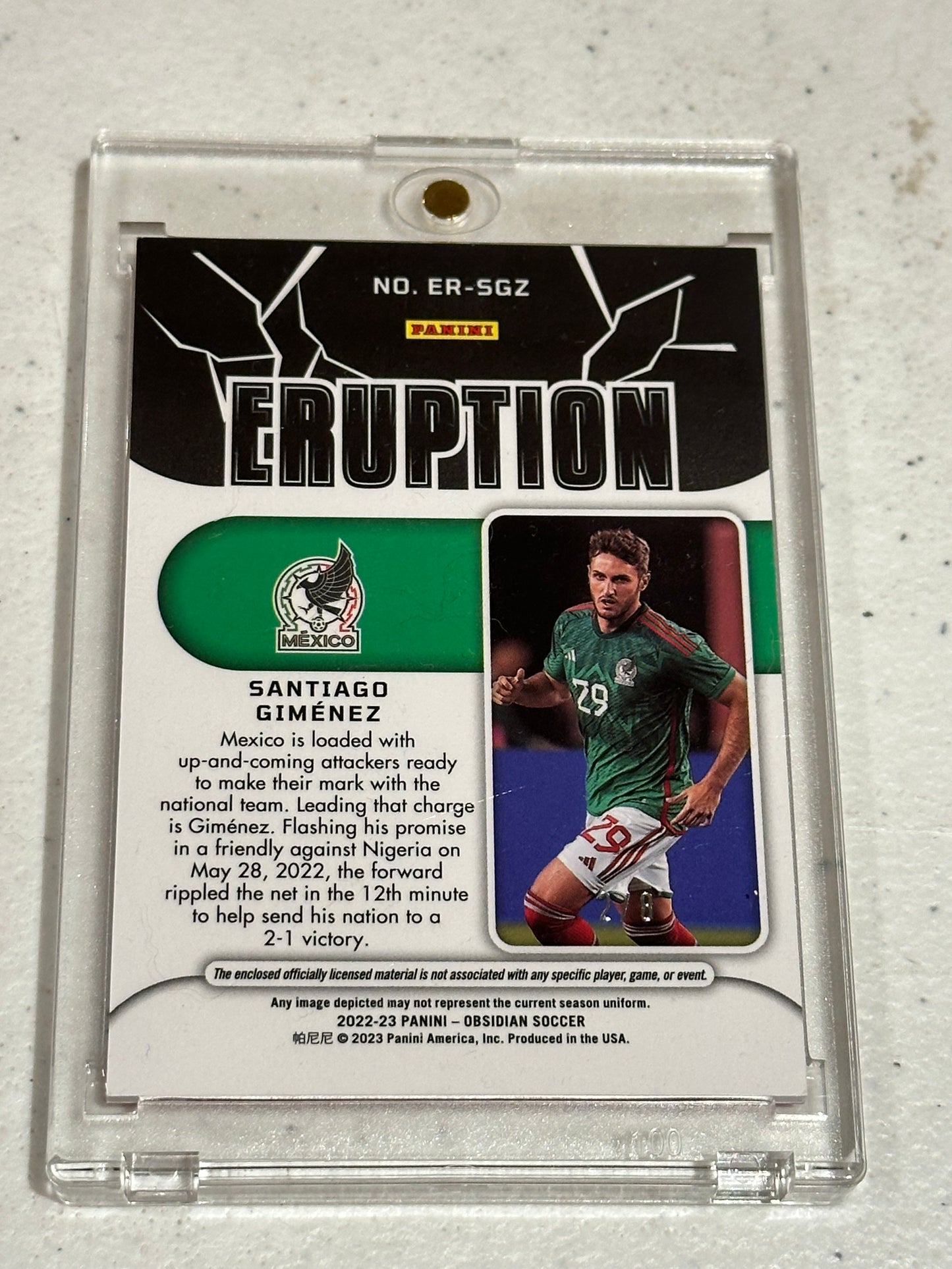 2022-23 Panini Obsidian Santiago Gimenez ROOKIE RC Patch 2/8 Mexico