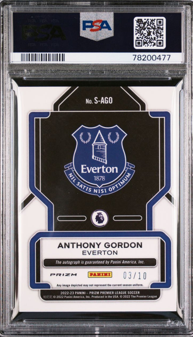 2022 PRIZM P/L ANTHONY GORDON AUTOGRAPH 03/10 PSA 8