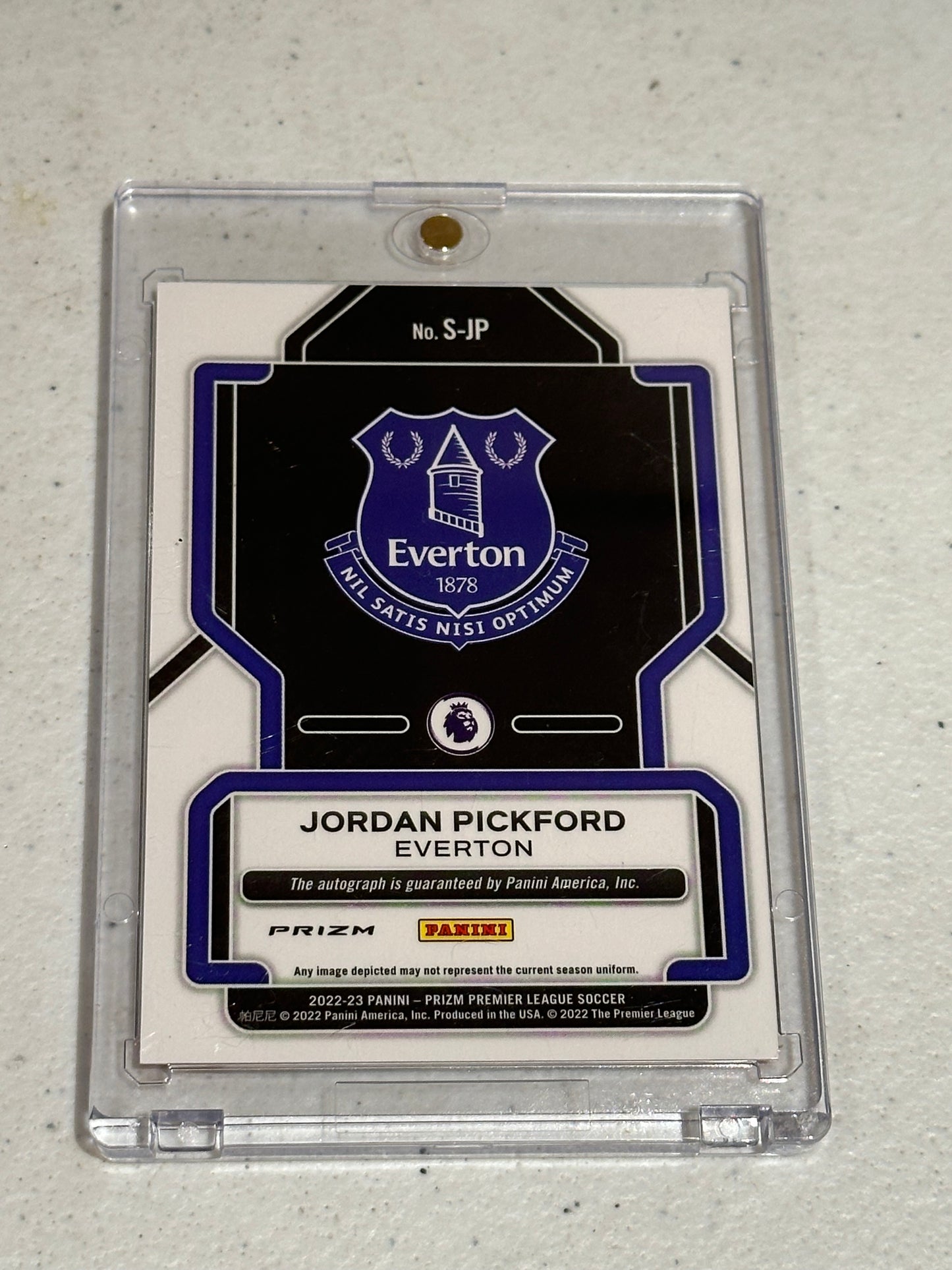 2022-23 Panini Prizm EPL JORDAN PICKFORD Auto Red Star Prizm Signatures Everton