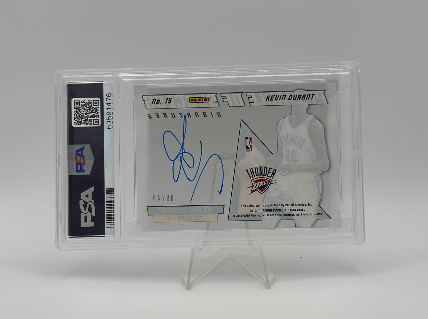 2013 PANINI PINNACLE KEVIN DURANT PINNACLE OF SUCCESS AUTO 05/49 PSA 8