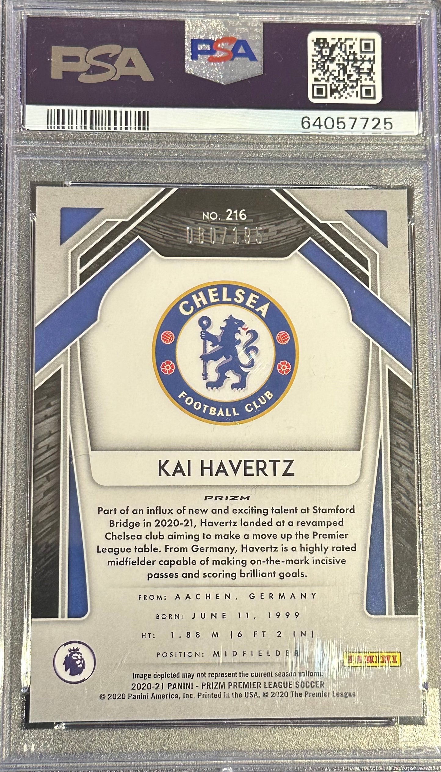 2020-21 PANINI PRIZM P/L KAI HAVERTZ /195 PSA 9