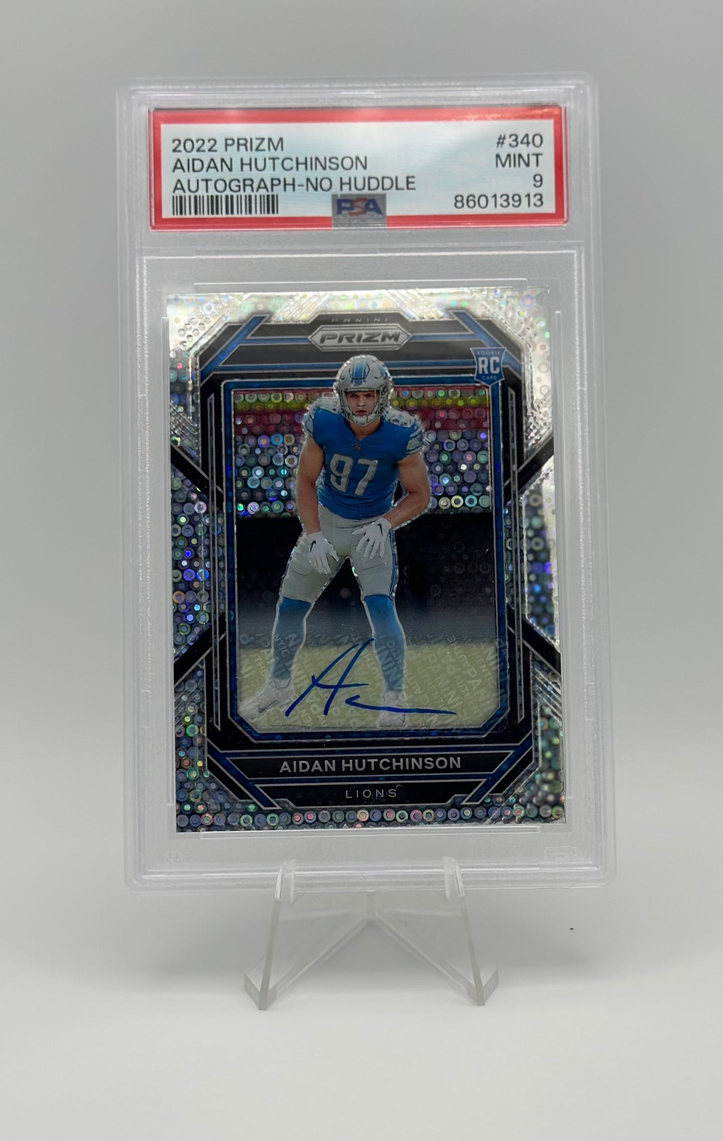 2022 PRIZM AIDAN HUTCHINSON AUTOGRAPH-NO HURDLE PSA 9